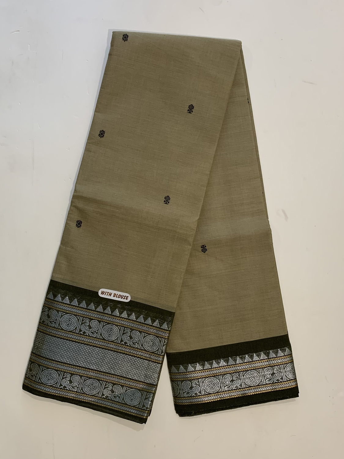 Buy South Cotton Saree with Woven Zari Border online | Looksgud.in